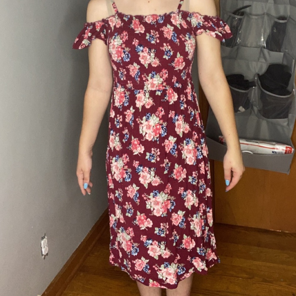 Off the shoulder long pink dress